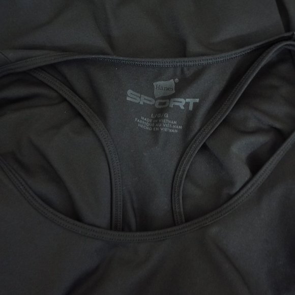HANES SPORT BLACK ACTIVE WEAR ATHLETIC RACER BACK TANK  TOP - LARGE - Picture 6 of 6